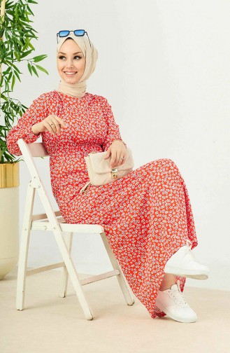 Robe à Motifs 10374-01 Rouge 10374-01
