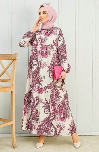 Gemustertes Kleid 10385-01 Fuchsia 10385-01