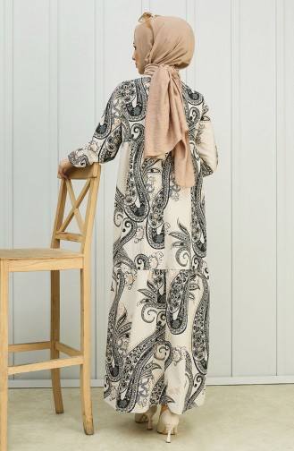 Desenli Elbise 10385-02 Siyah