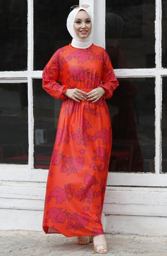 Gemustertes Kleid 10403-02 Orange 10403-02