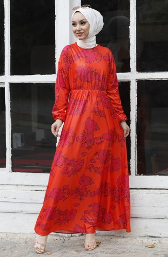 Gemustertes Kleid 10403-02 Orange 10403-02