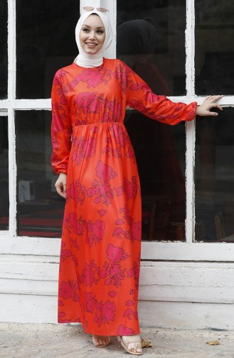 Gemustertes Kleid 10403-02 Orange 10403-02