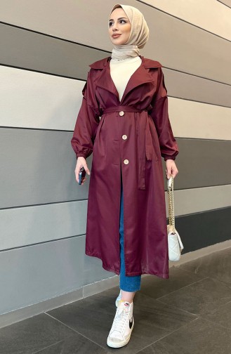 Claret red Trench Coats Models 11032-01