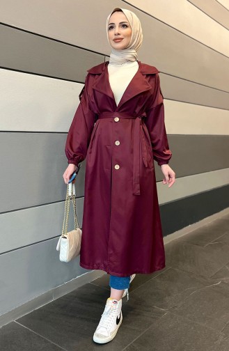 Claret red Trench Coats Models 11032-01