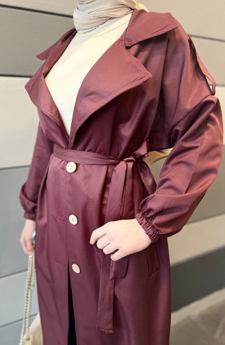 Kuşaklı Trençkot 11032-01 Bordo