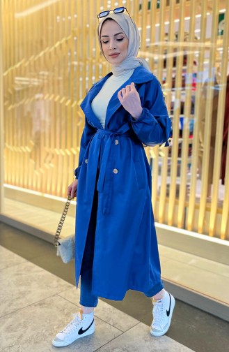 Belted Trench Coat 11032-02 Indigo 11032-02