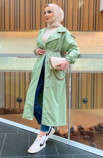 Trench-Coat Ceinturé 11032-03 Vert Menthe 11032-03