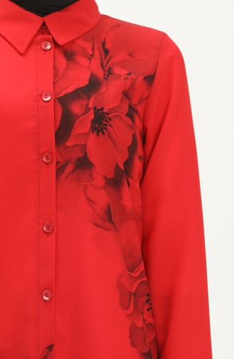 Dijital Baskılı Tunik 0044-01 Kırmızı