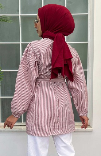 Striped Belted Tunic 10800-02 Dark Claret Red 10800-02