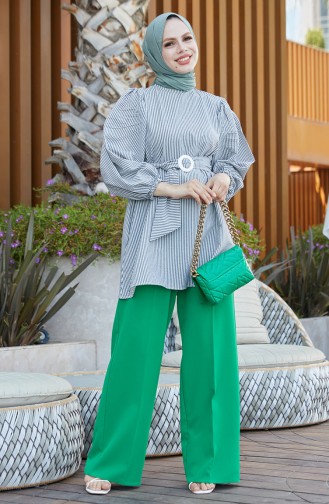 Striped Belted Tunic 10800-05 Black 10800-05