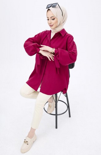Buttoned Shirt Tunic 10811-02 Claret Red 10811-02