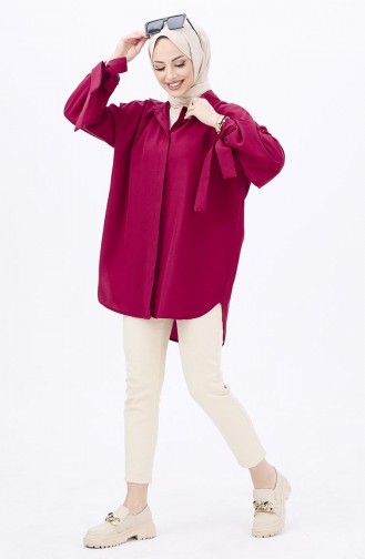 Buttoned Shirt Tunic 10811-02 Claret Red 10811-02
