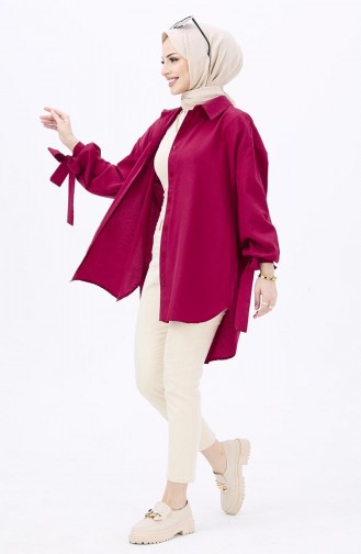 Buttoned Shirt Tunic 10811-02 Claret Red 10811-02