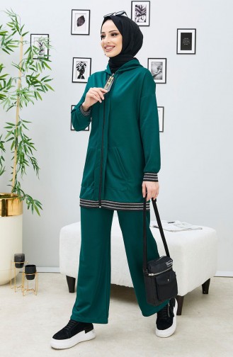 Zippered Two Piece Suit 11021-05 Emerald Green 11021-05