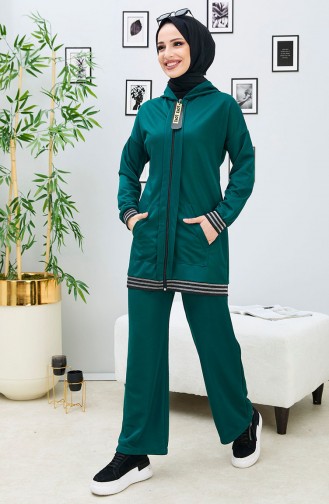 Zippered Two Piece Suit 11021-05 Emerald Green 11021-05