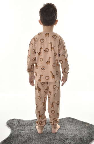 Brown Baby and Children`s Pajama Set 01