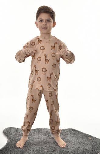 Brown Baby and Children`s Pajama Set 01
