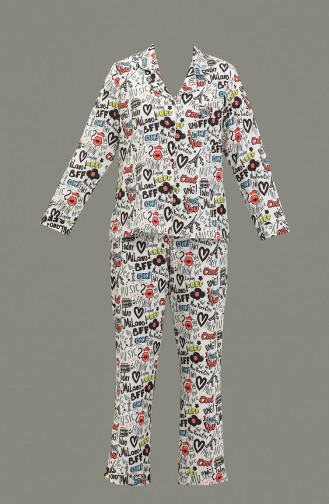 Ensemble Pyjama Design Spécial 1018-02 Noir Blanc 1018-02