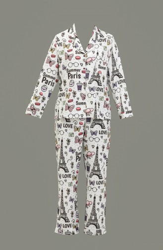 Özel Tasarım Pijama Takımı 1018-05 Siyah Beyaz