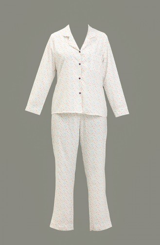 Ensemble Pyjama Design Spécial 1018-09 Bleu Pétrole Blanc 1018-09