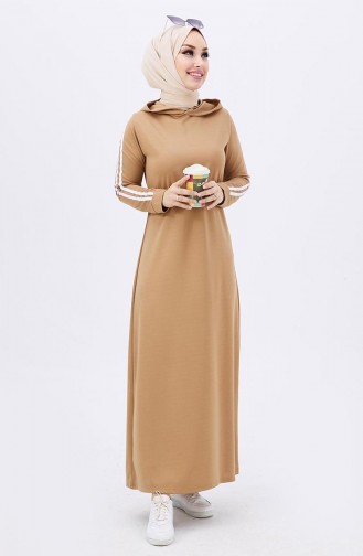 Hooded Straight Dress 11048-01 Beige 11048-01