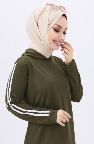 Khaki İslamitische Jurk 11048-02