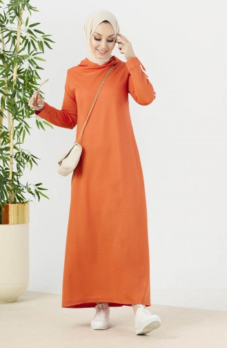 Hooded Plain Dress 11048-04 Orange 11048-04