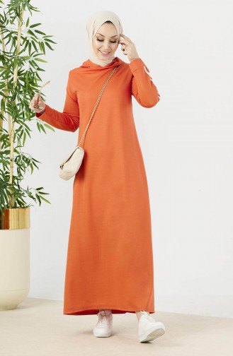Einfarbiges Kleid mit Kapuze 11048-04 Orange 11048-04