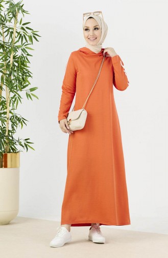 Hooded Plain Dress 11048-04 Orange 11048-04