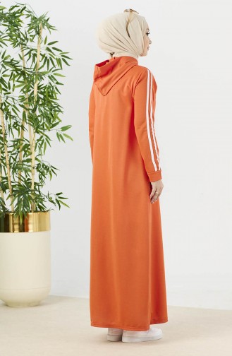 Einfarbiges Kleid mit Kapuze 11048-04 Orange 11048-04