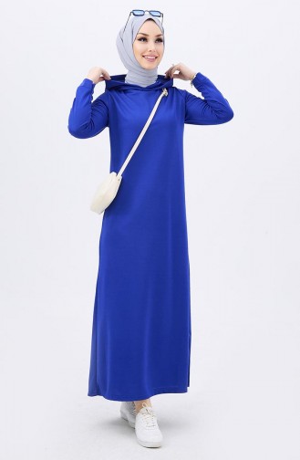 Hooded Plain Dress 11048-05 Saxe 11048-05