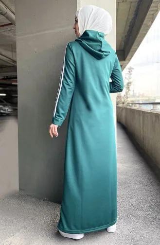 Hooded Plain Dress 11048-07 Emerald Green 11048-07