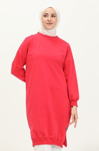 Zweifädige sportliche lange Tunika 2548-01 Fuchsia 2548-01