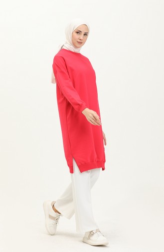 Zweifädige sportliche lange Tunika 2548-01 Fuchsia 2548-01