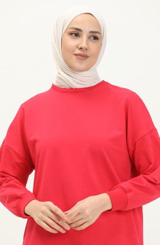 Zweifädige sportliche lange Tunika 2548-01 Fuchsia 2548-01