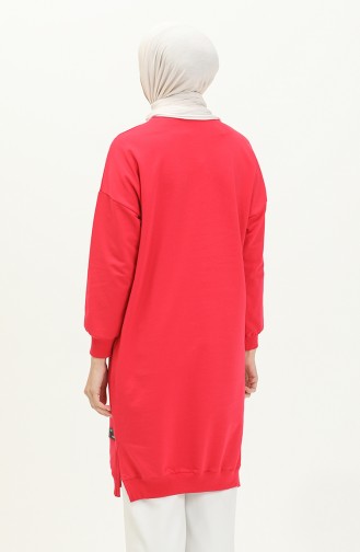 Zweifädige sportliche lange Tunika 2548-01 Fuchsia 2548-01