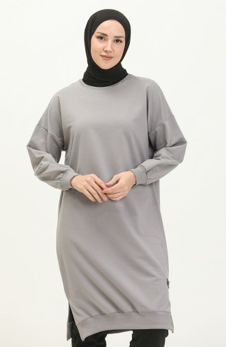 Zweifädige sportliche lange Tunika 2548-05 Grau 2548-05