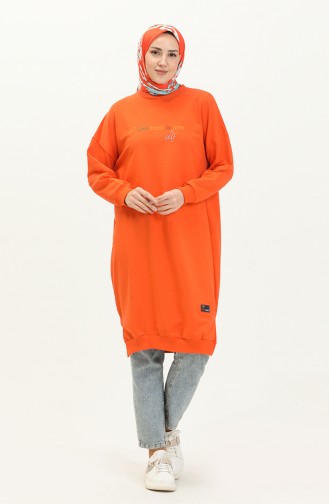 Letter Patterned Sports Tunic 2672-02 Orange 2672-02