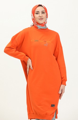 Letter Patterned Sports Tunic 2672-02 Orange 2672-02