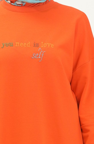 Letter Patterned Sports Tunic 2672-02 Orange 2672-02