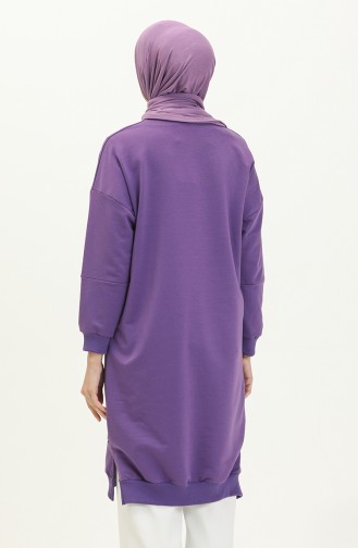 Letter Patterned Sports Tunic 2672-03 Purple 2672-03