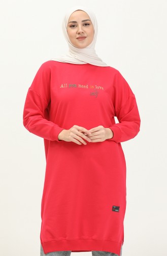 Letter Print Sports Tunic 2672-04 Fuchsia 2672-04