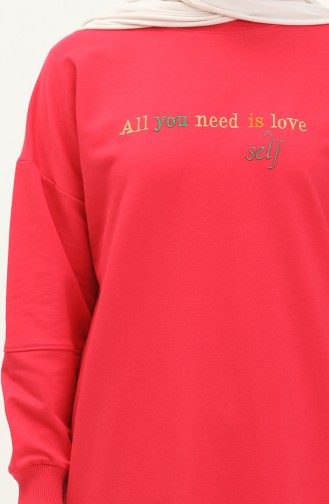 Letter Print Sports Tunic 2672-04 Fuchsia 2672-04