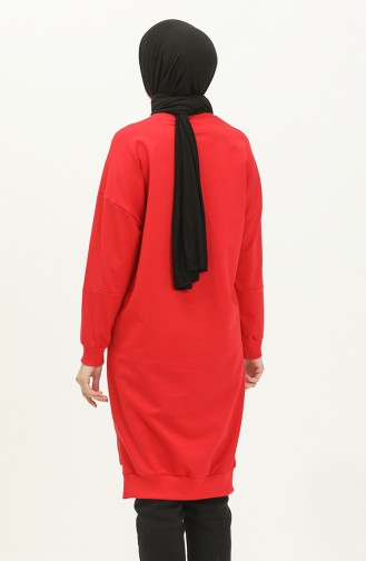 Letter Patterned Sports Tunic 2672-05 Red 2672-05