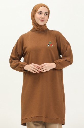 Bestickte Sporttunika aus zwei Garnen 2767-04 Braun 2767-04