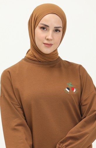 Bestickte Sporttunika aus zwei Garnen 2767-04 Braun 2767-04