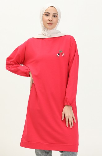 Bestickte Zwei Garn Sport Tunika 2767-05 Fuchsia 2767-05
