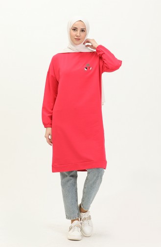 Bestickte Zwei Garn Sport Tunika 2767-05 Fuchsia 2767-05
