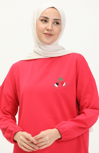 Bestickte Zwei Garn Sport Tunika 2767-05 Fuchsia 2767-05