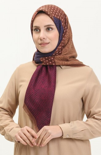 Karaca Yünlü Eşarp 80995-03 Kahverengi Mor 80995-03
